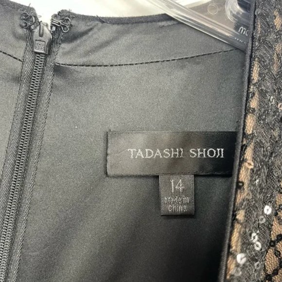 NWT Tadashi Shoji Samira Black/Nude Sequin gown - Size 14 - Picture 7 of 13
